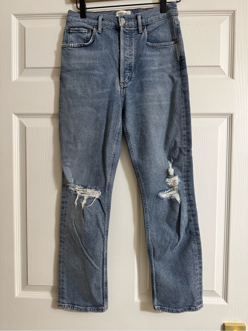 AGOLDE Riley High Rise Straight Crop Distressed Jeans Size 26 Style A056B-12